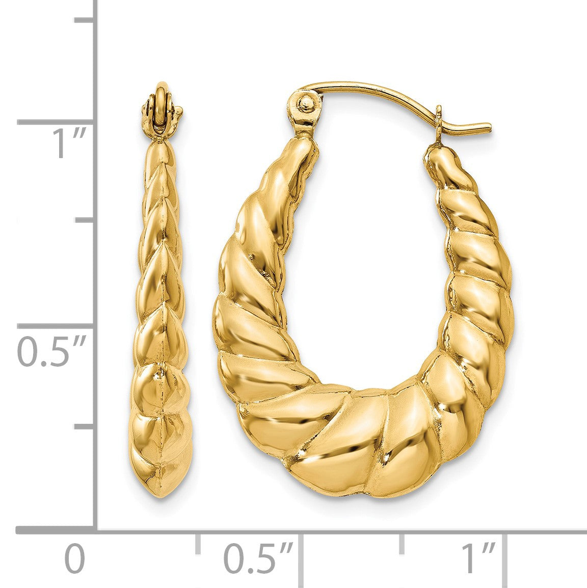 14k Polished Twisted Hollow Hoop Earrings
