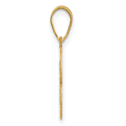 14k Brushed Border Script Number 3 Pendant