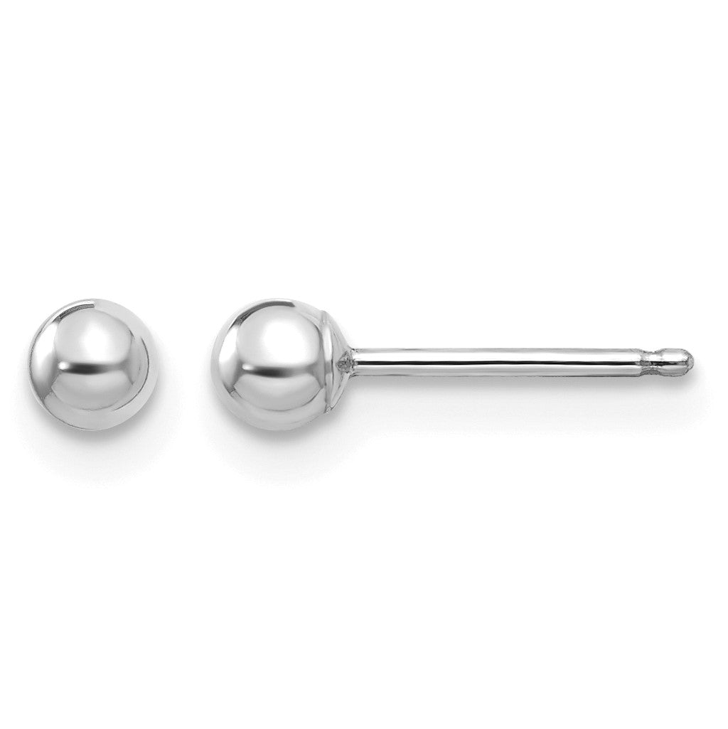 14k White Gold Madi K Polished 3mm Ball Post Earrings