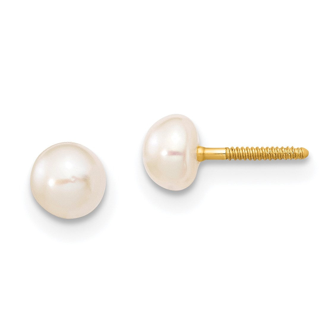 14k Madi K 4-5mm White Freshwater Cultured Pearl 5.5 inch Bracelet and Post Earrings Set