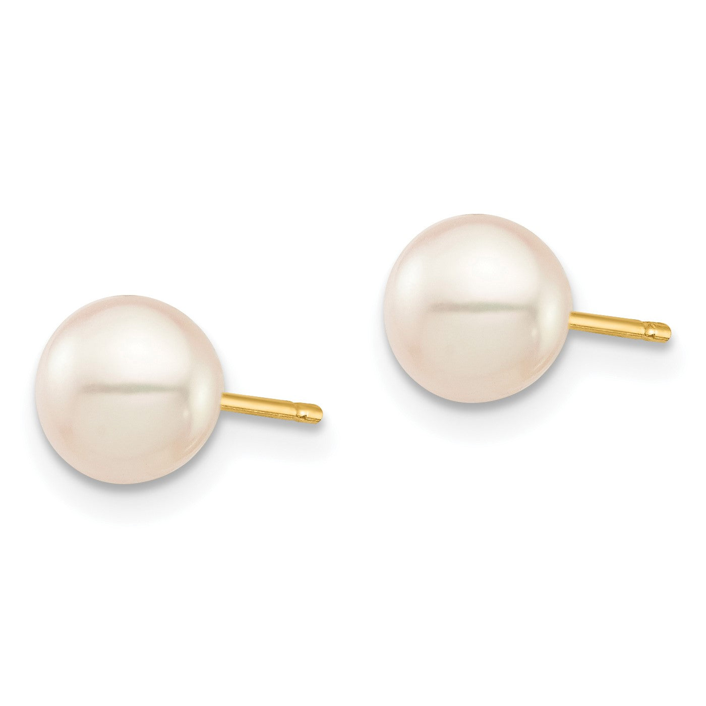 14k Madi K 6-7mm White Round Freshwater Cultured Pearl Post Earrings with Silicone Backs