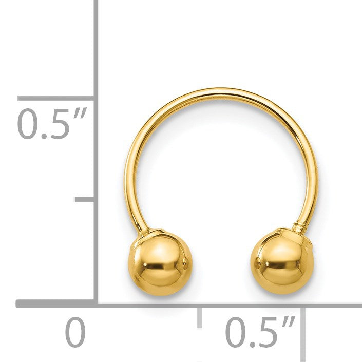 14k Madi K 12mm Half Hoop with 4mm Screw-on Bead Single Earring