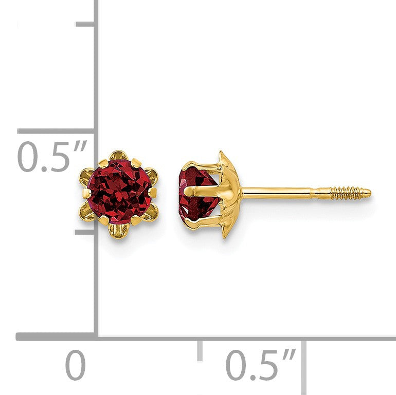 14k Madi K 4mm Round CZ January Birthstone Screwback Post Earrings