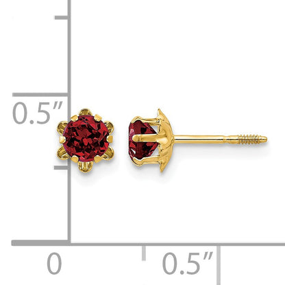 14k Madi K 4mm Round CZ January Birthstone Screwback Post Earrings