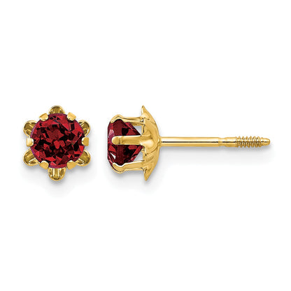 14k Madi K 4mm Round CZ January Birthstone Screwback Post Earrings