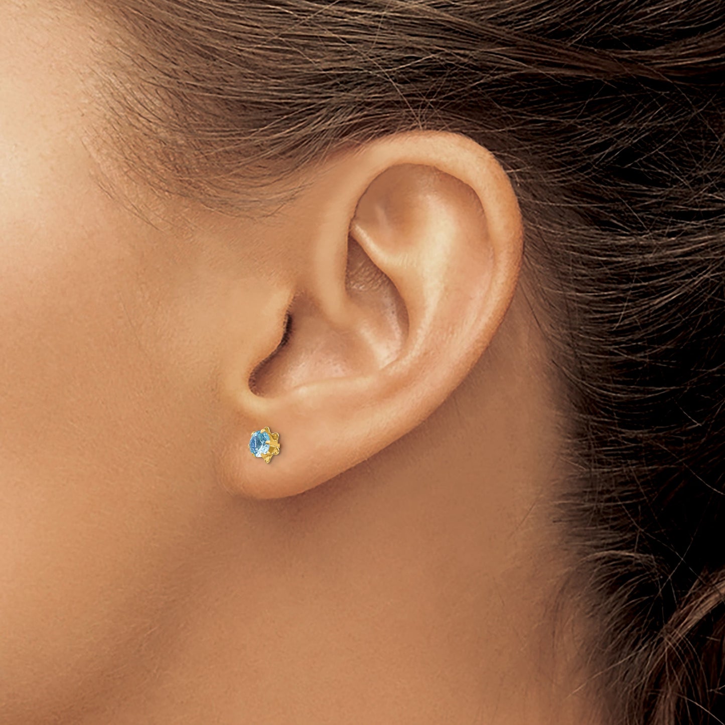14k Madi K 4mm Round CZ March Birthstone Screwback Post Earrings