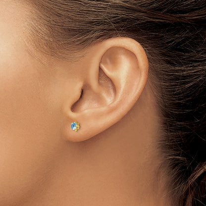 14k Madi K 4mm Round CZ March Birthstone Screwback Post Earrings
