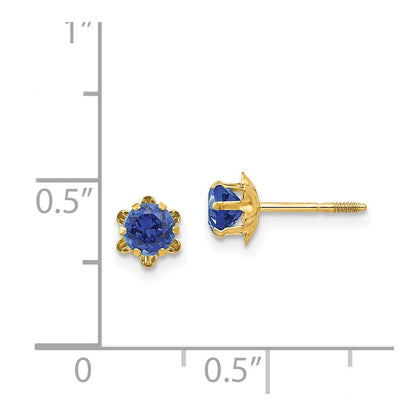 14k Madi K 4mm CZ Birthstone (Sep) Screwback Earrings