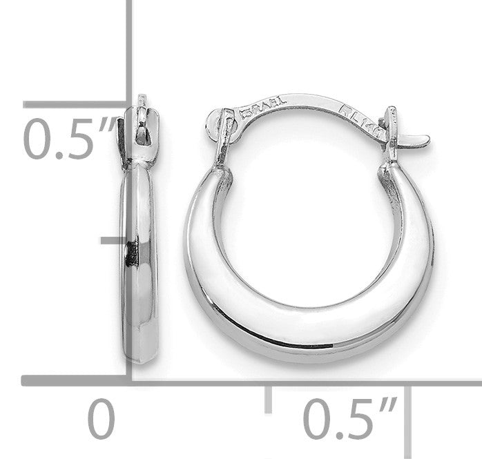 14k White Gold Madi K Small 1.6x12mm Hoop Earrings