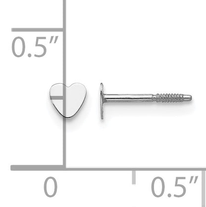 14k White Gold Madi K Tiny 4mm Heart Baby Screwback Post Earrings