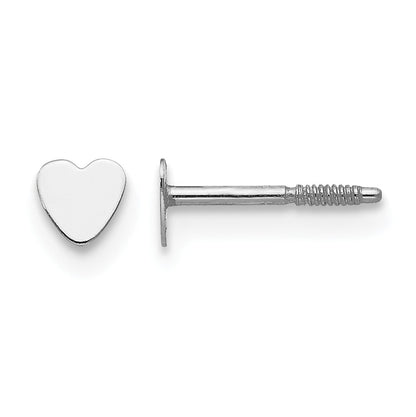 14k White Gold Madi K Tiny 4mm Heart Baby Screwback Post Earrings