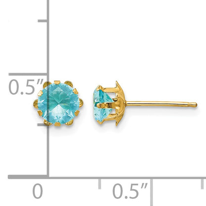 14k Madi K 5mm Round CZ March Birthstone Post Earrings