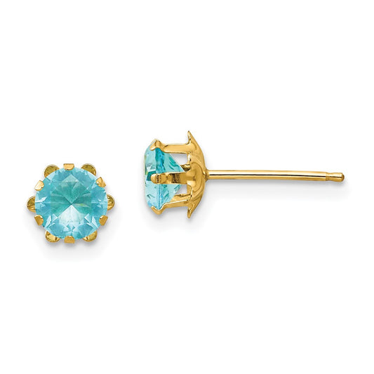 14k Madi K 5mm CZ Birthstone (Mar) Earrings