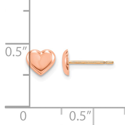 14k Rose Gold Madi K 6.00mm Heart Childrens Post Earrings