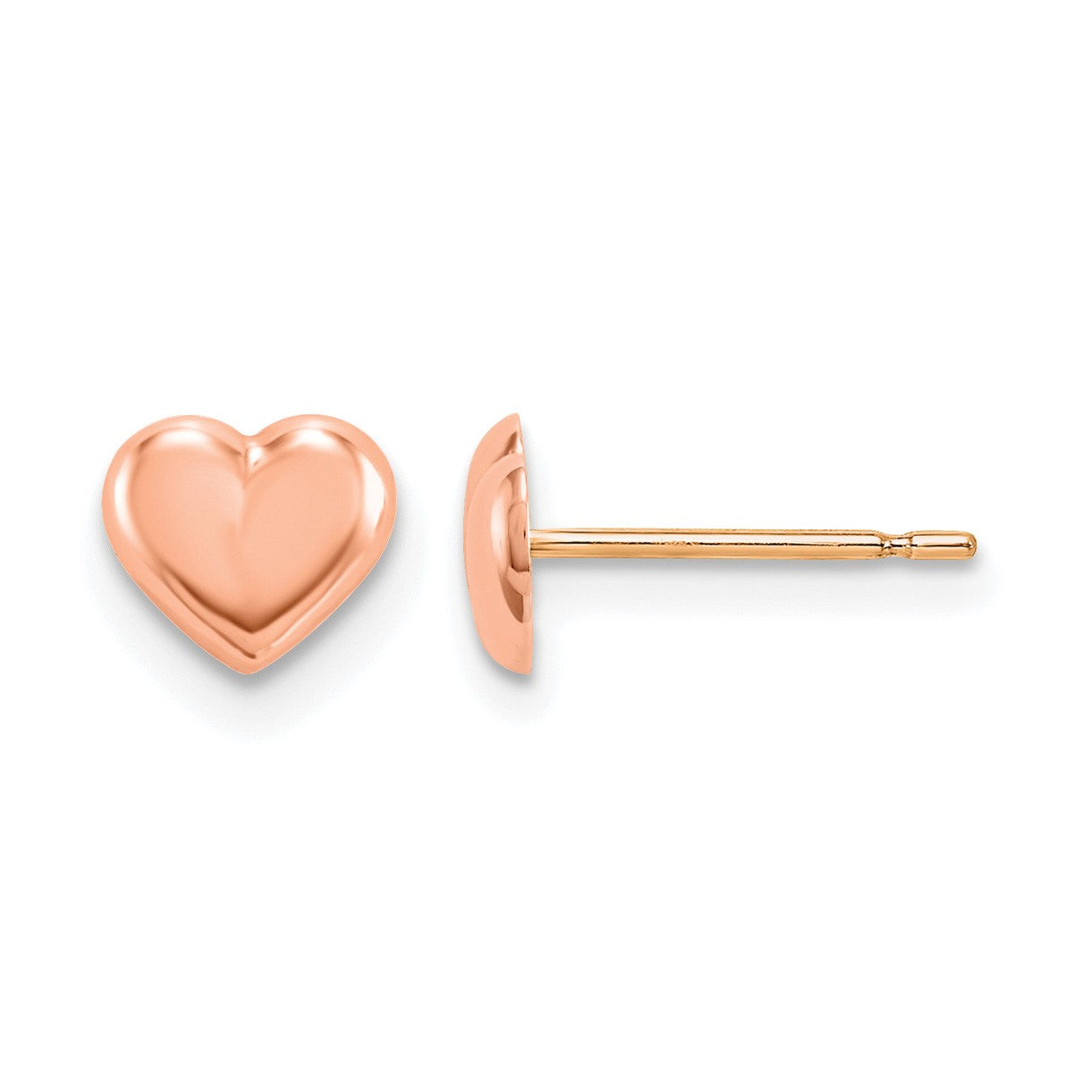 14k Rose Gold Madi K 6.00mm Heart Childrens Post Earrings