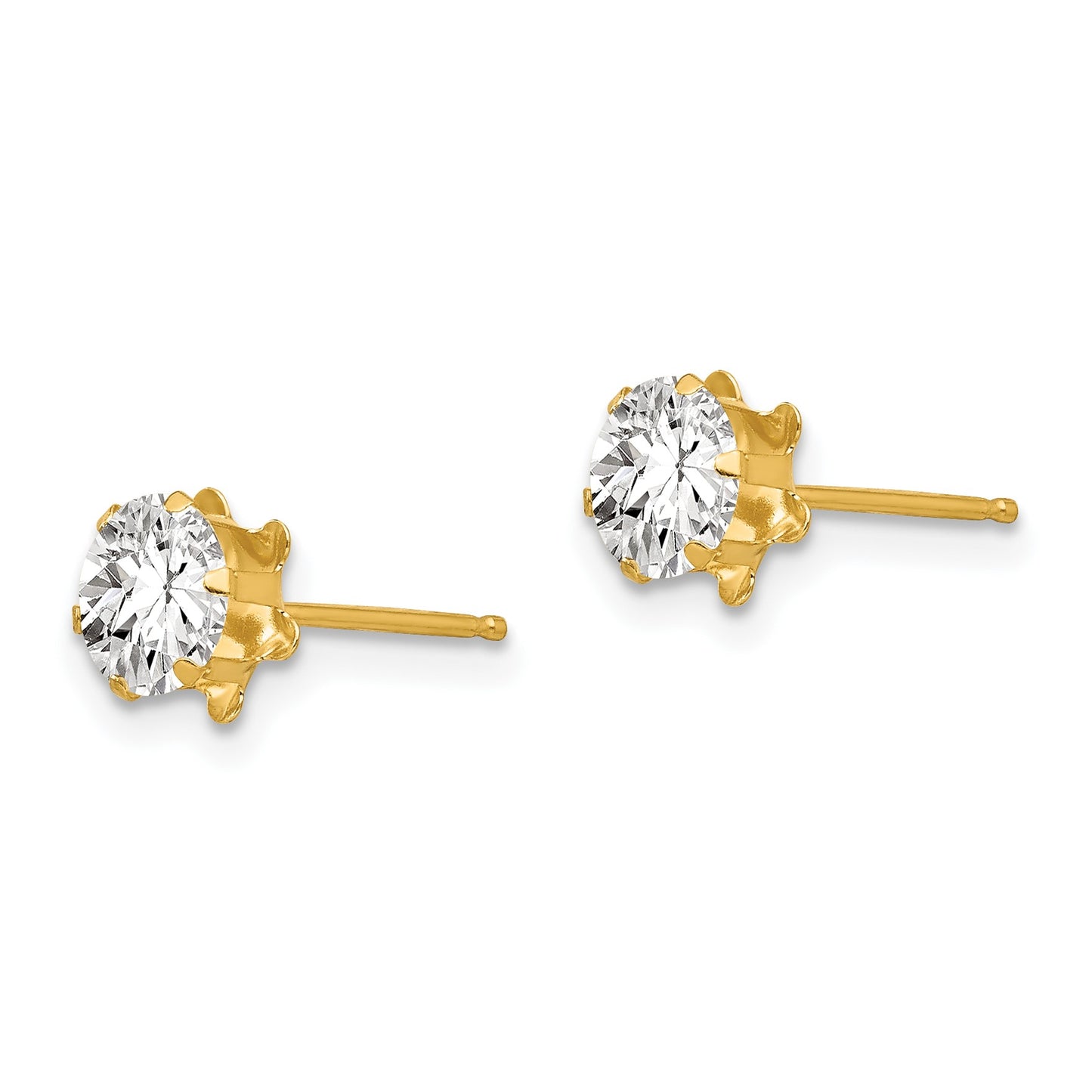 14k Madi K 5mm Round CZ April Birthstone Post Earrings