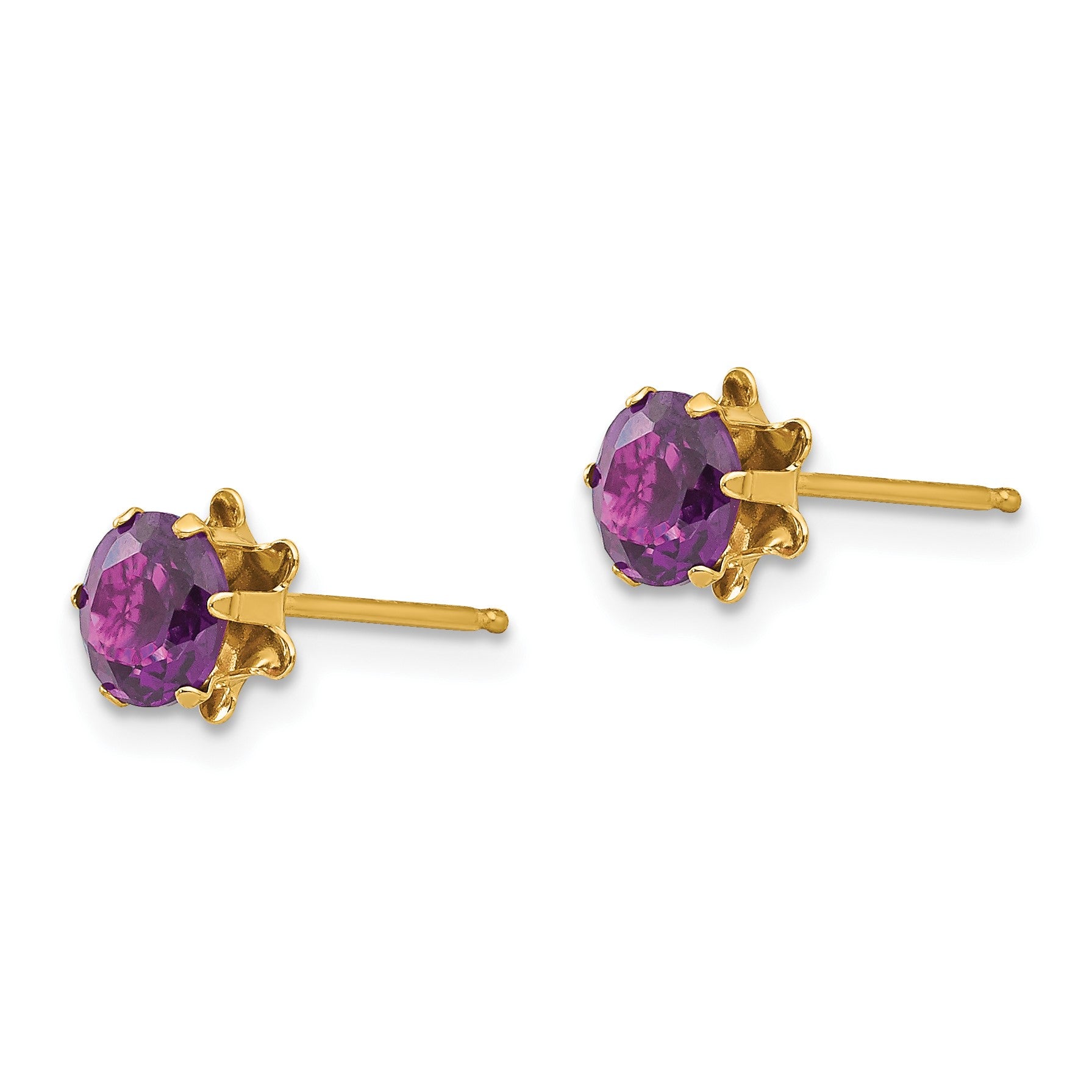 14k Madi K 5mm Round CZ June Birthstone Post Earrings
