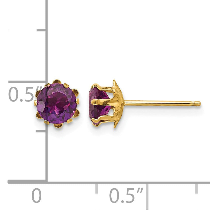 14k Madi K 5mm Round CZ June Birthstone Post Earrings