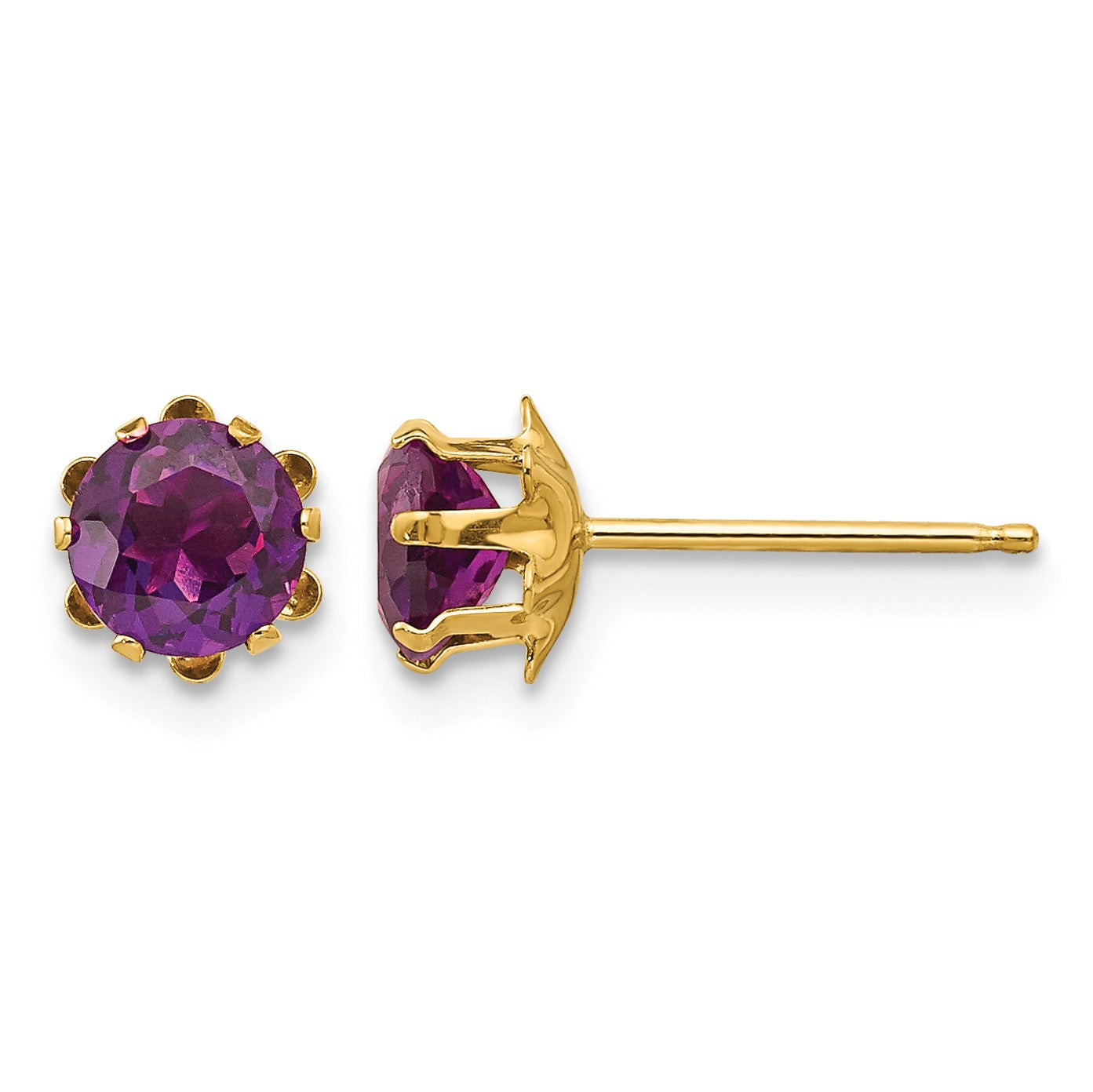 14k Madi K 5mm Round CZ June Birthstone Post Earrings