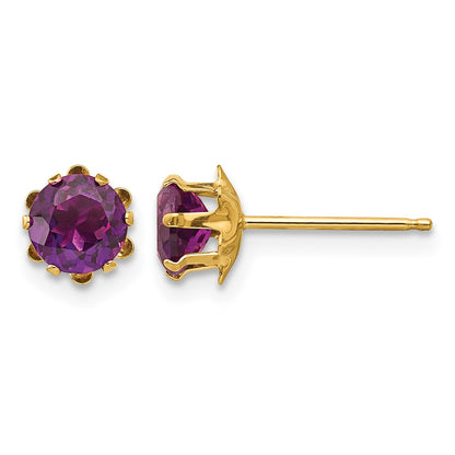 14k Madi K 5mm Round CZ June Birthstone Post Earrings
