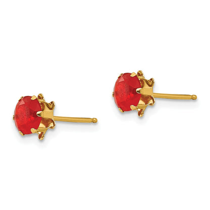 14k Madi K 5mm Round CZ July Birthstone Post Earrings