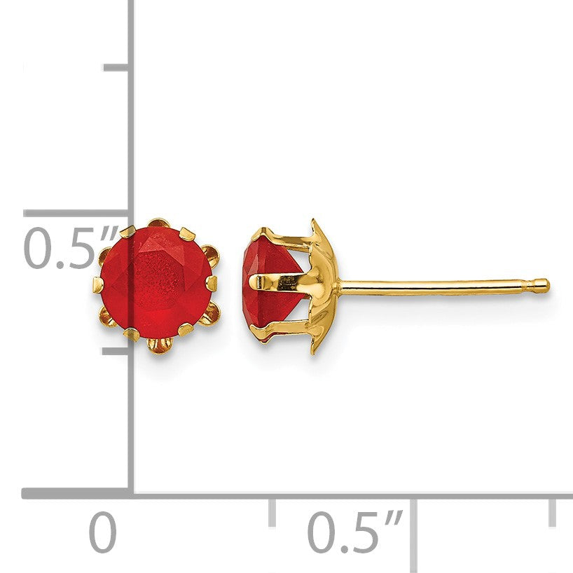 14k Madi K 5mm Round CZ July Birthstone Post Earrings