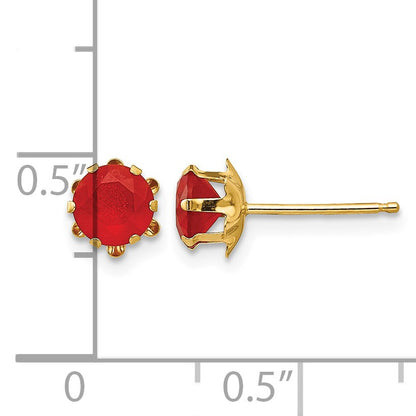 14k Madi K 5mm Round CZ July Birthstone Post Earrings