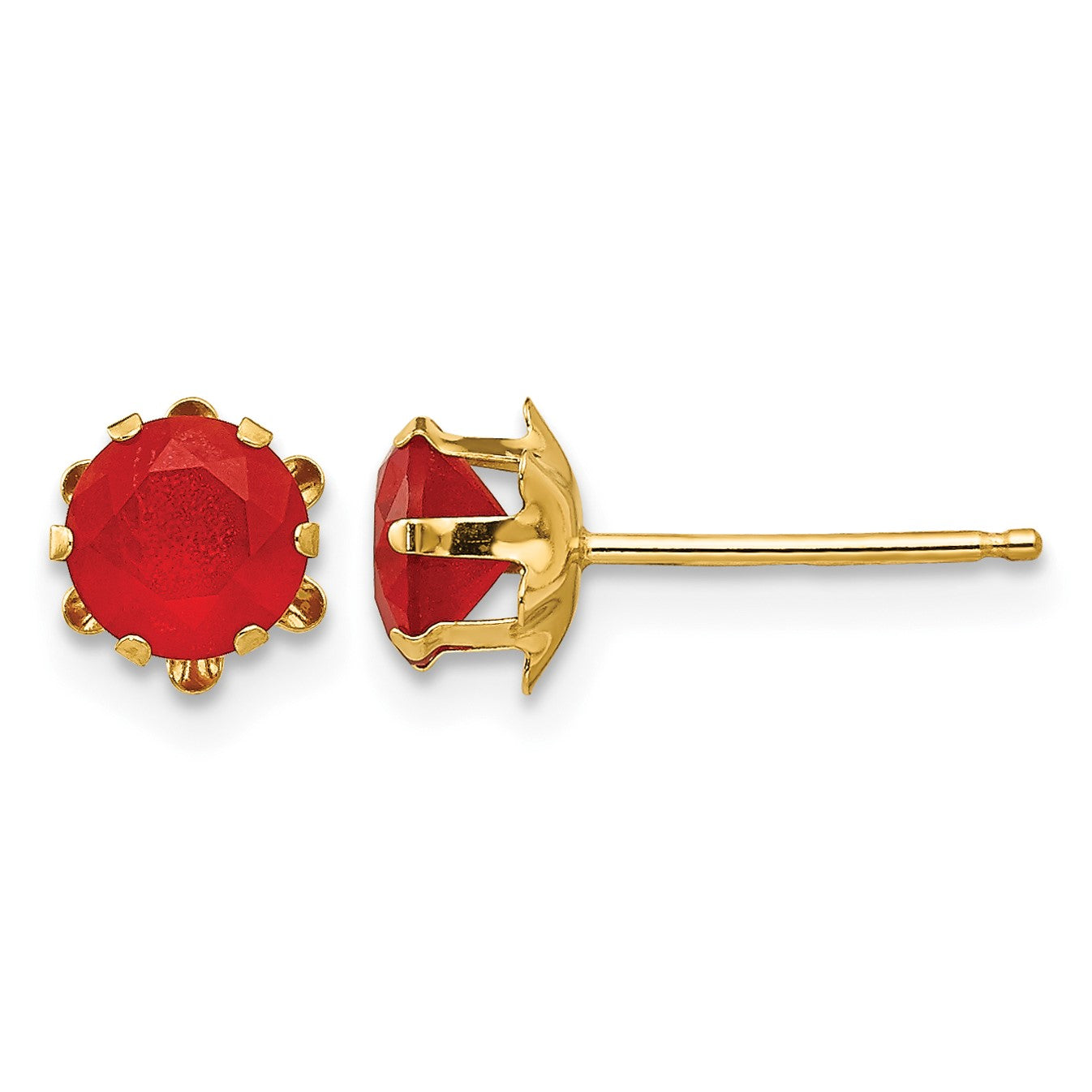 14k Madi K 5mm Round CZ July Birthstone Post Earrings