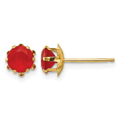 14k Madi K 5mm Round CZ July Birthstone Post Earrings