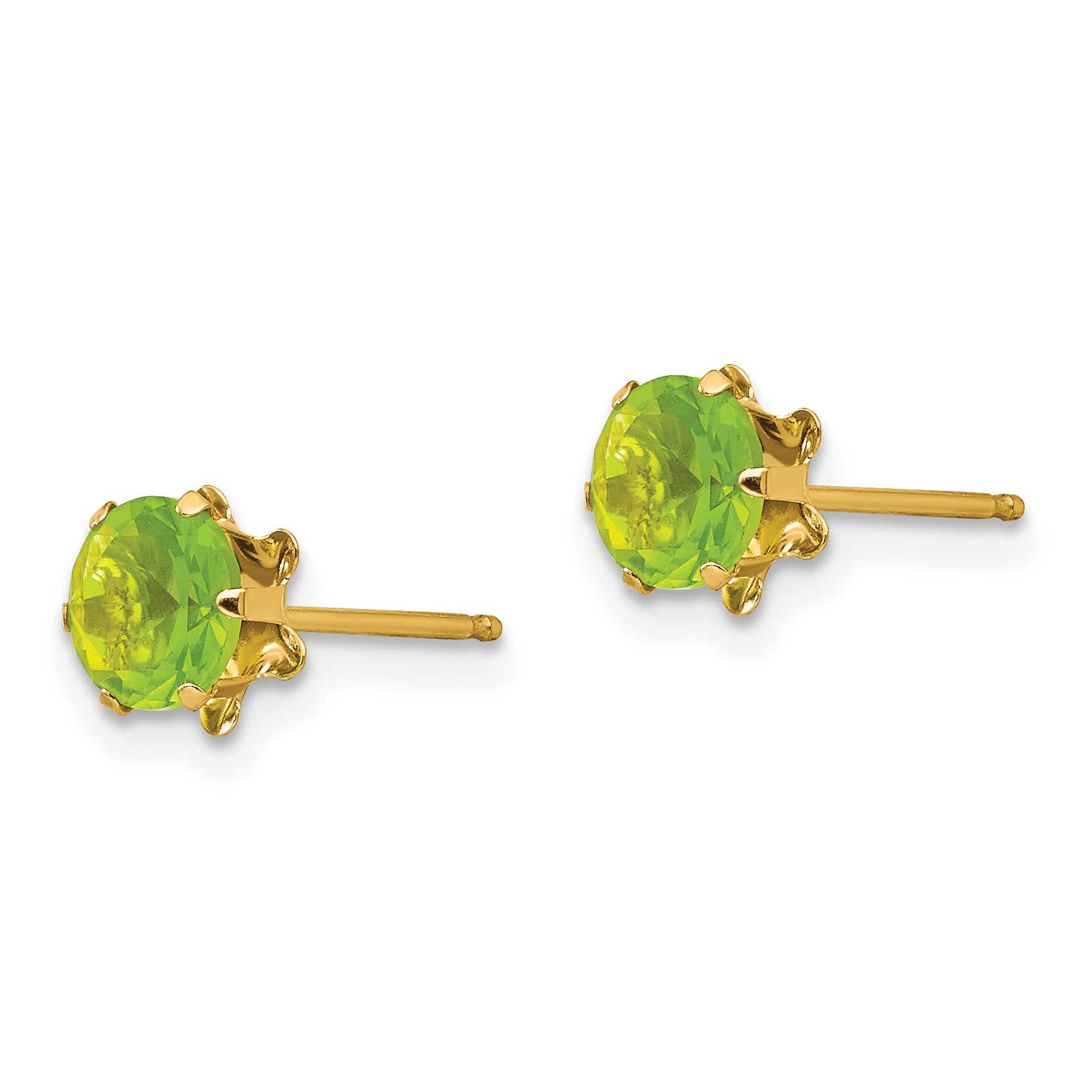 14k Madi K 5mm Round CZ August Birthstone Post Earrings