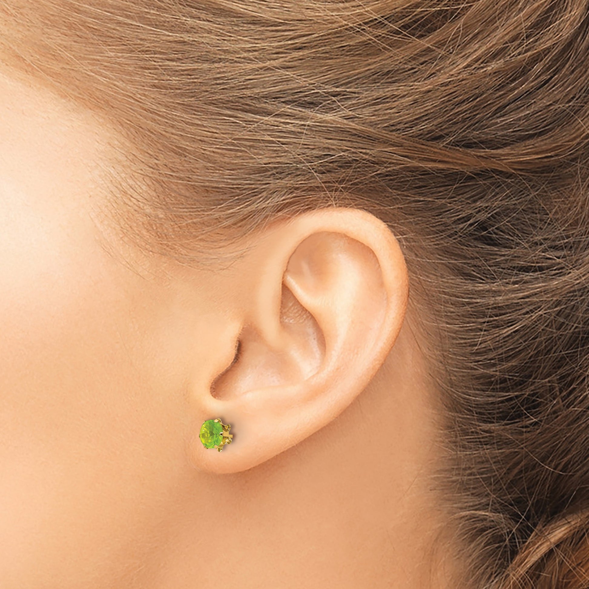 14k Madi K 5mm Round CZ August Birthstone Post Earrings