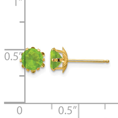 14k Madi K 5mm Round CZ August Birthstone Post Earrings