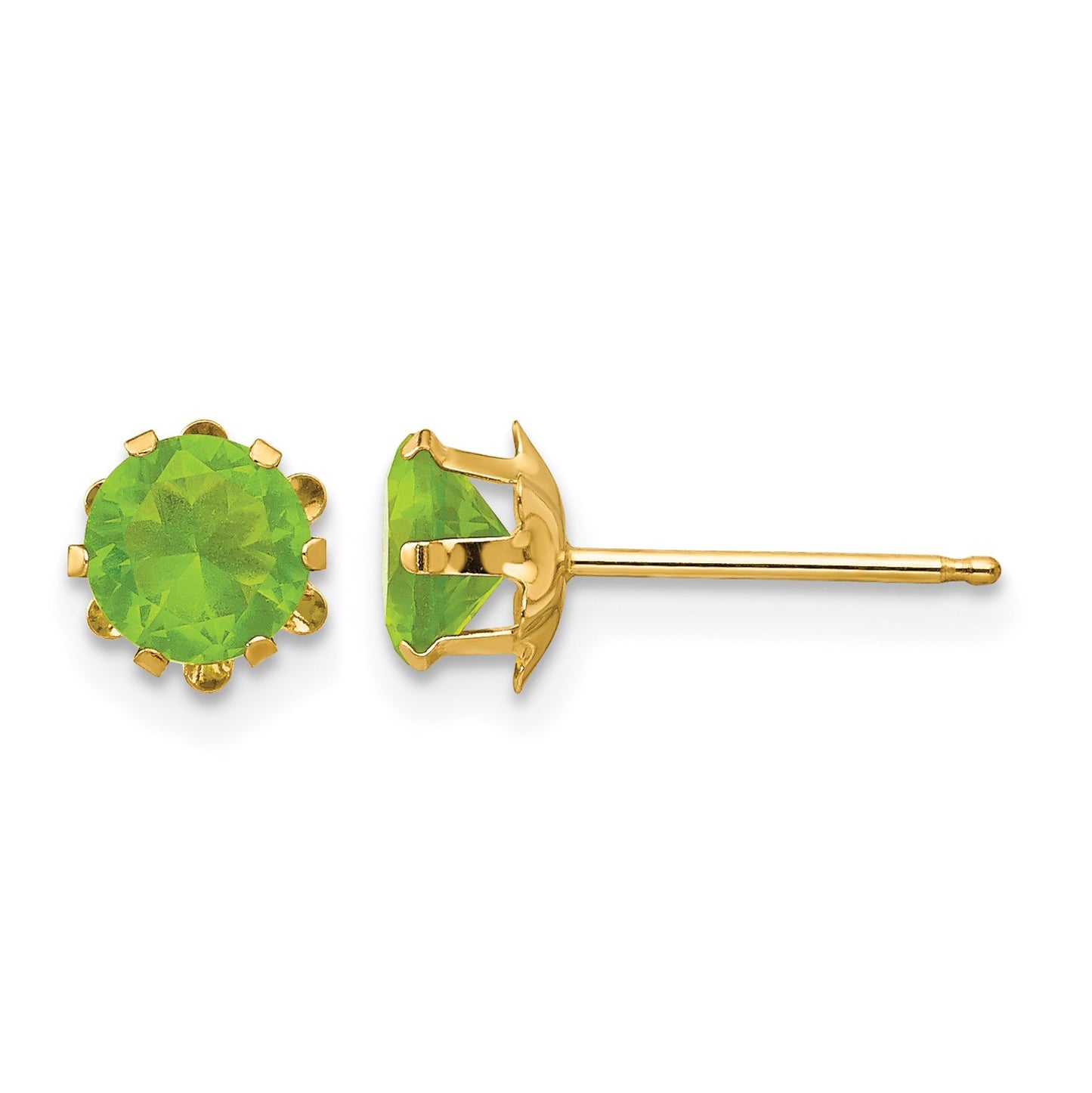 14k Madi K 5mm Round CZ August Birthstone Post Earrings
