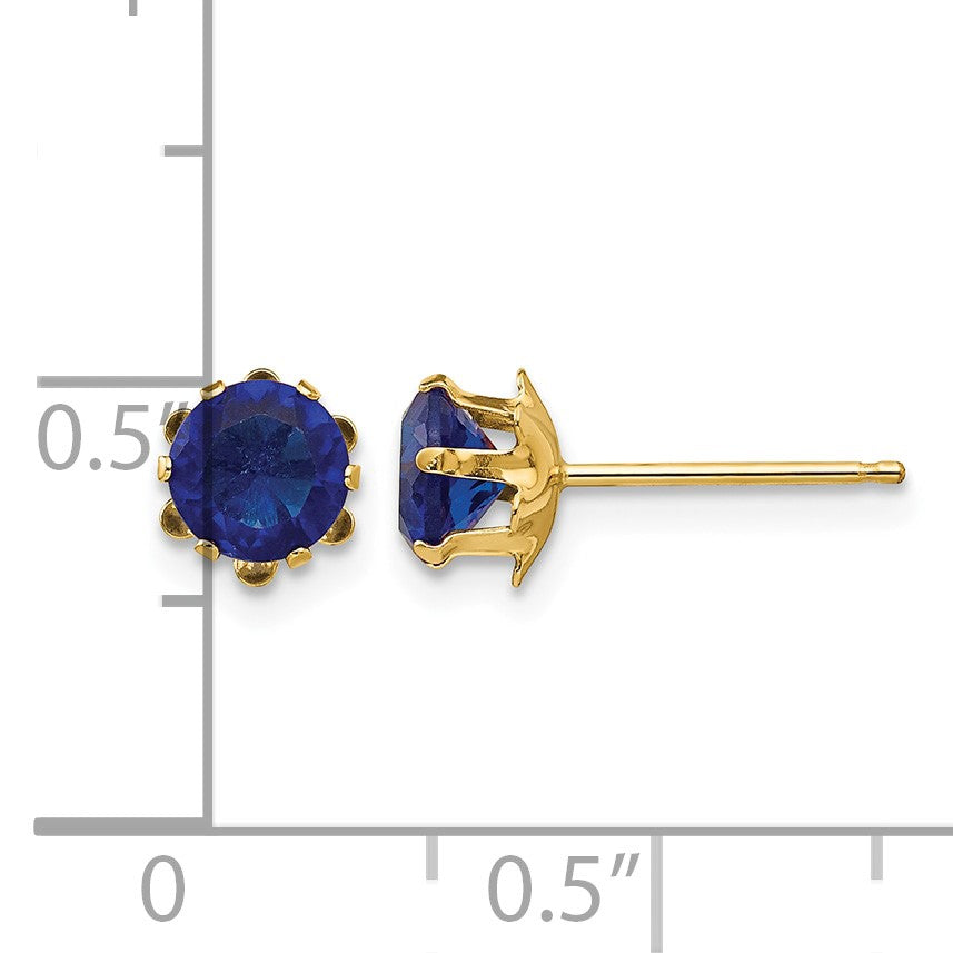 14k Madi K 5mm Round CZ September Birthstone Post Earrings