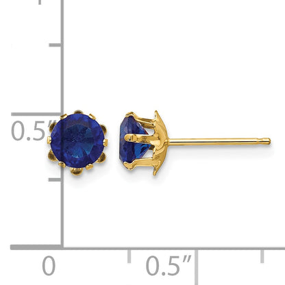 14k Madi K 5mm Round CZ September Birthstone Post Earrings