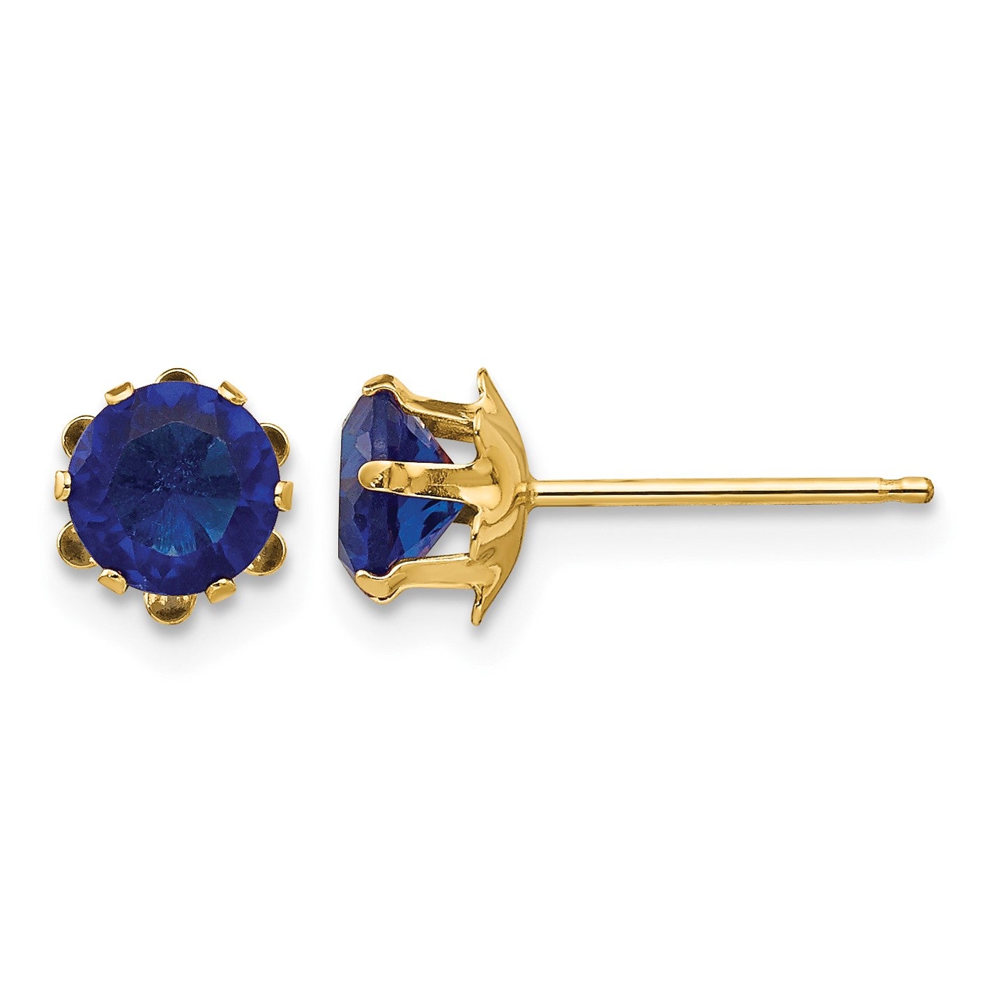 14k Madi K 5mm Round CZ September Birthstone Post Earrings