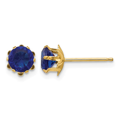 14k Madi K 5mm Round CZ September Birthstone Post Earrings