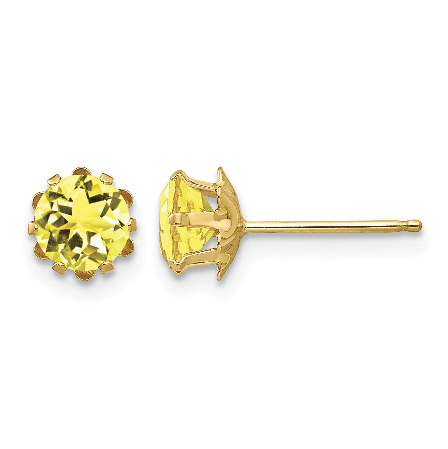 14k Madi K 5mm Round CZ November Birthstone Post Earrings