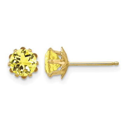 14k Madi K 5mm Round CZ November Birthstone Post Earrings