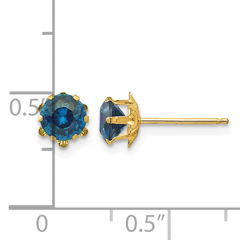 14k Madi K 5mm Round CZ December Birthstone Post Earrings