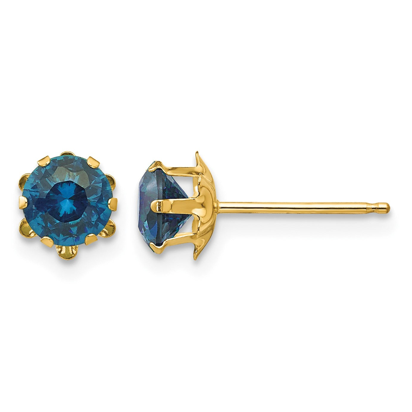 14k Madi K 5mm Round CZ December Birthstone Post Earrings