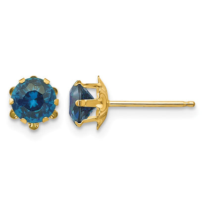 14k Madi K 5mm Round CZ December Birthstone Post Earrings
