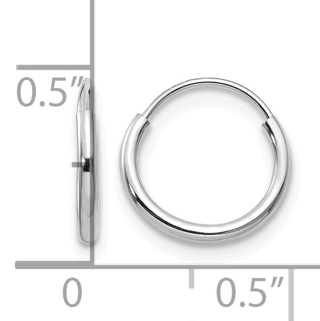 14k White Gold Madi K 1.25x9mm Endless Hoop Earrings