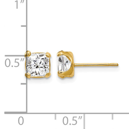 14k Madi K 5mm Square CZ Post Earrings