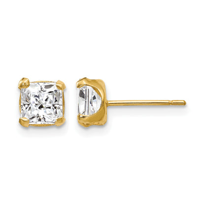 14k Madi K 5mm Square CZ Post Earrings