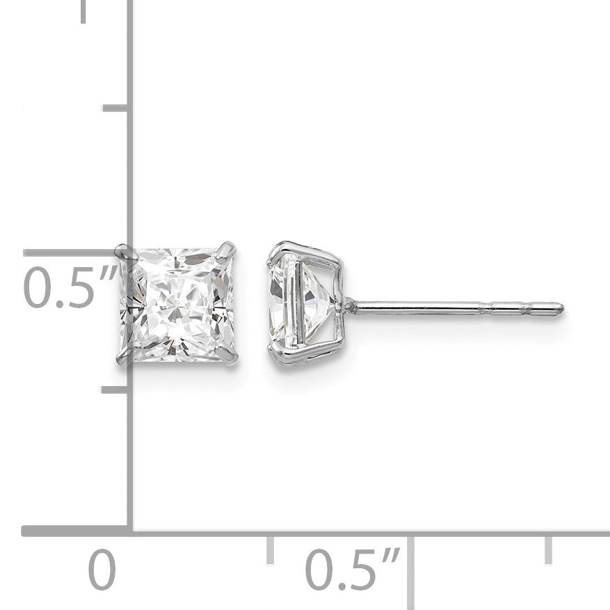 14k White Gold Madi K 5mm Square CZ Post Earrings
