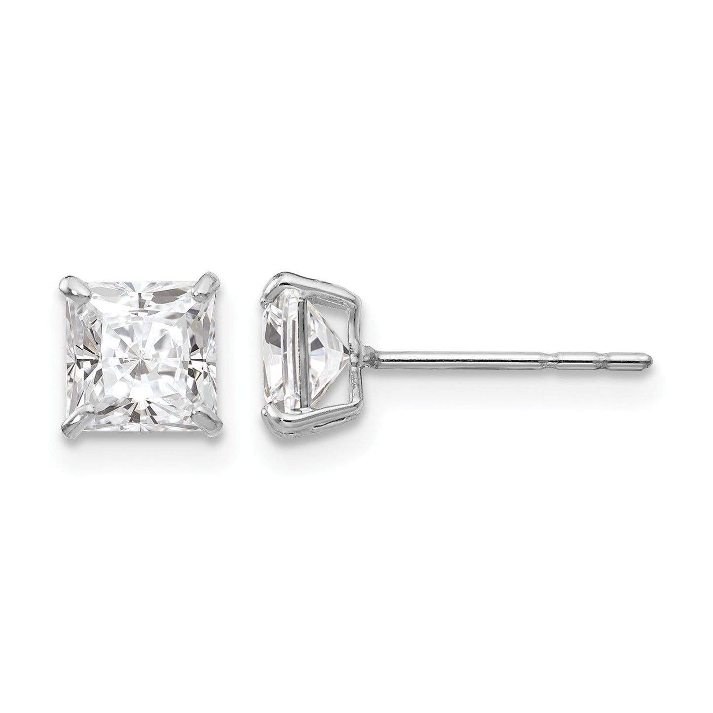 14k White Gold Madi K 5mm Square CZ Post Earrings