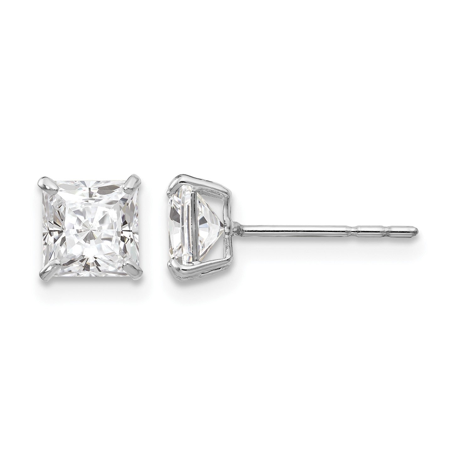14k White Gold Madi K 5mm Square CZ Post Earrings
