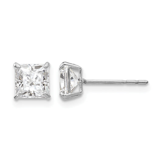 14k White Gold Madi K 5mm Square CZ Post Earrings