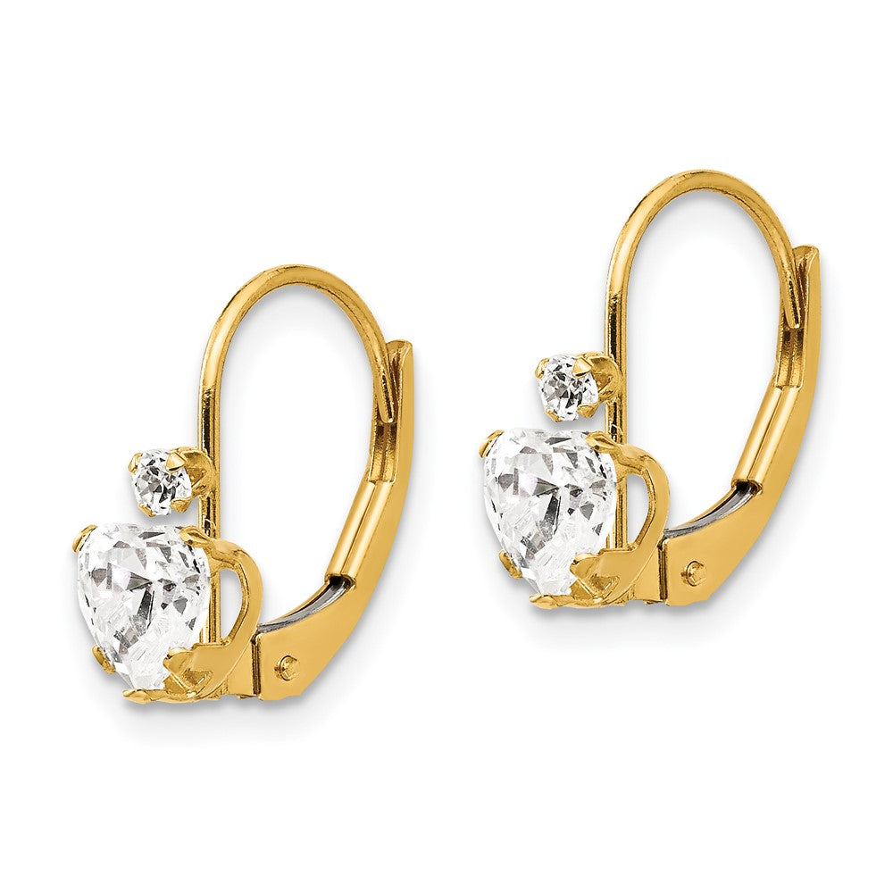 14k Madi K CZ Heart Leverback Earrings